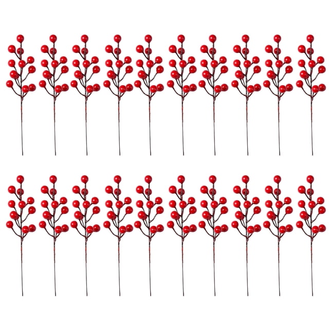 Mèches de Catégorie de Produits Fleurs Lot de 20 Pics de Baies Rouges Branches de Houx pour Bricolage Saisonnier et de Mariage