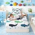 thumbnail image 5 of Manfei Colorful Whale Twin Sheet Sets for Kids Boys and Girls, Sea Animal Bedding 3-Piece, 1 Flat Sheet, 1 Fitted Sheet and 1 Pillowcase, 5 of 6