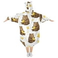 thumbnail image 2 of Cute Brown Bears Hold Yellow Stars Flannel Wearable Blankets Hooded Design Long Sleeves Wrap Unisex for 3T-14Y S, 2 of 7