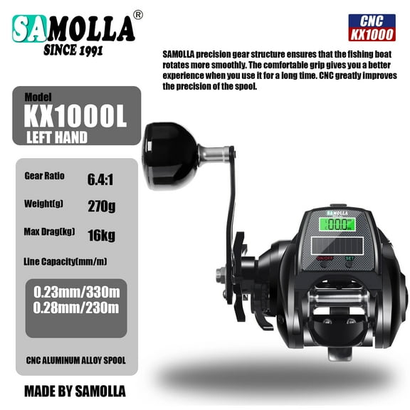 Large Size Electronic Fishing Reel  Waterproof Baitcasting Reel For Deep Sea Ice Fishing Catfishing Solar  usb charging