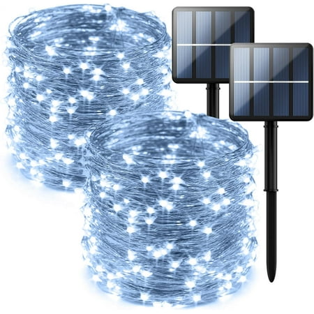 YEOLEH Solar String Lights 33FT 100LED Silver Wire Christmas Fairy Lights Waterproof Patio Light with 8 Modes for Garden Tree Decor 2 Pack White price history on PriceWatchPro