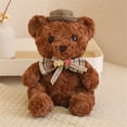 thumbnail image 2 of Soft Bear Plush with Hat and Bow Tie, Cuddly Stuffed Animal for Home Decor, Huggable Bear Toy for Birthdays and Special Occasions, Decorative Figurine, 2 of 8