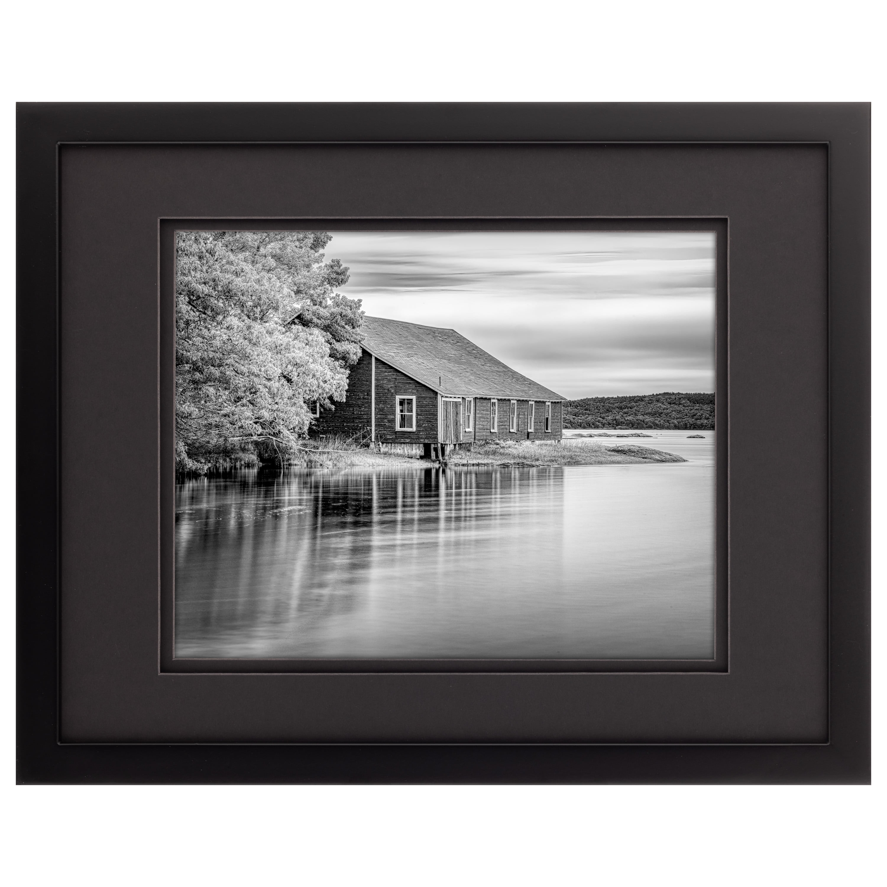 Gallery Solutions 11x14 Black Wood Wall Frame with Double Black Mat for 8x10 Image