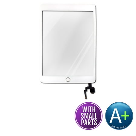 Touch Screen Digitizer Front Display Assembly for White Apple iPad Mini 3 - Includes Home Button A1599, A1600