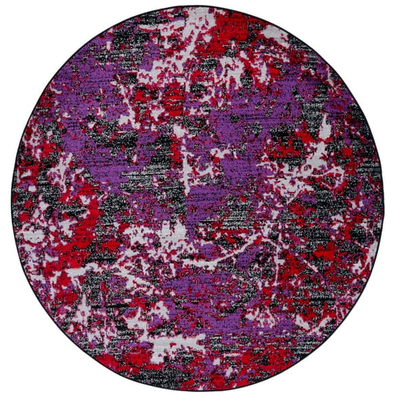 SAFAVIEH Skyler Joisse Distressed Area Rug, Black/Purple, 6'7" x 6'7" Round