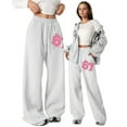 thumbnail image 5 of Girls 67 Printed Sweatpants Straight Leg Loose Fit Jogger Pants Lightweight Athletic Casual Trousers with Side Pockets for School and Sports, 5 of 5