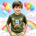 thumbnail image 3 of TGPMGRZ Boys Shirts Clothes for School Wear Cartoon Baseball Printed Short Sleeve T Shirt #A14 Army Green 12-13 Years, 3 of 4