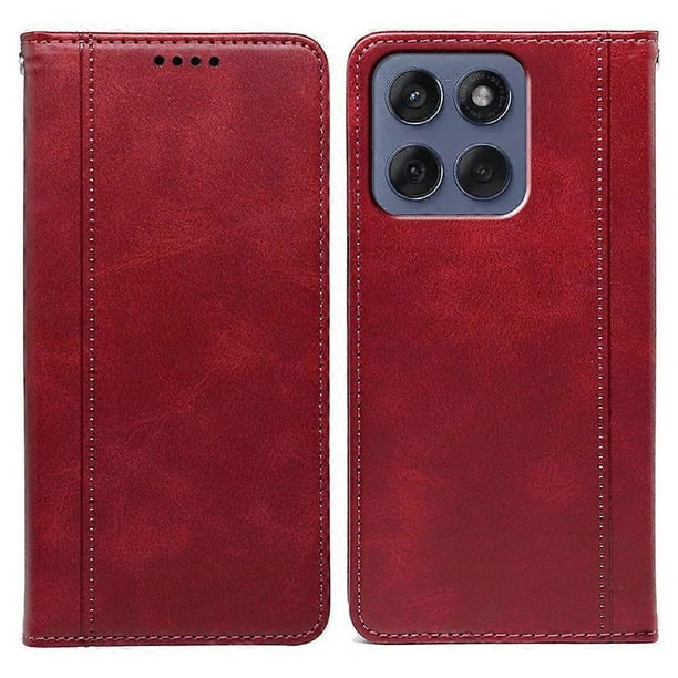 For Motorola Edge 60 Fusion 5G Case Hidden Magnetic Closure Calf Texture Leather Phone Cover - Black