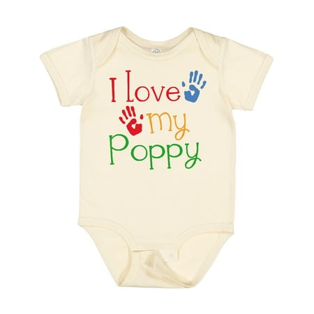 

Inktastic Poppy Grandkids Handprints Gift Baby Boy or Baby Girl Bodysuit