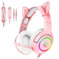 thumbnail image 1 of Auriculares Onikuma con sonido estéreo, iluminación RGB, reducción de ruido, auriculares para juegos con cable, 7.1 canales, USB, rosa Speravity EL002606-02B, 1 of 2