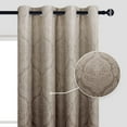 thumbnail image 2 of JIUZHEN Ombre Blackout Curtains - Grommet Top Gradient Damask Pattern Thermal Insulated Drapes for Living Room and Bedroom, Set of 2 Panels, 52 x 63 Inch Length, Brown, 2 of 7