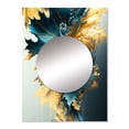 thumbnail image 2 of Designart "Blue and Gold Abstract Foliage II" Floral & Botanical Mirror Wall Decor - Traditional Blue Floral Living Room Wall Mirror Art - 32" x 24" Inch, 2 of 5