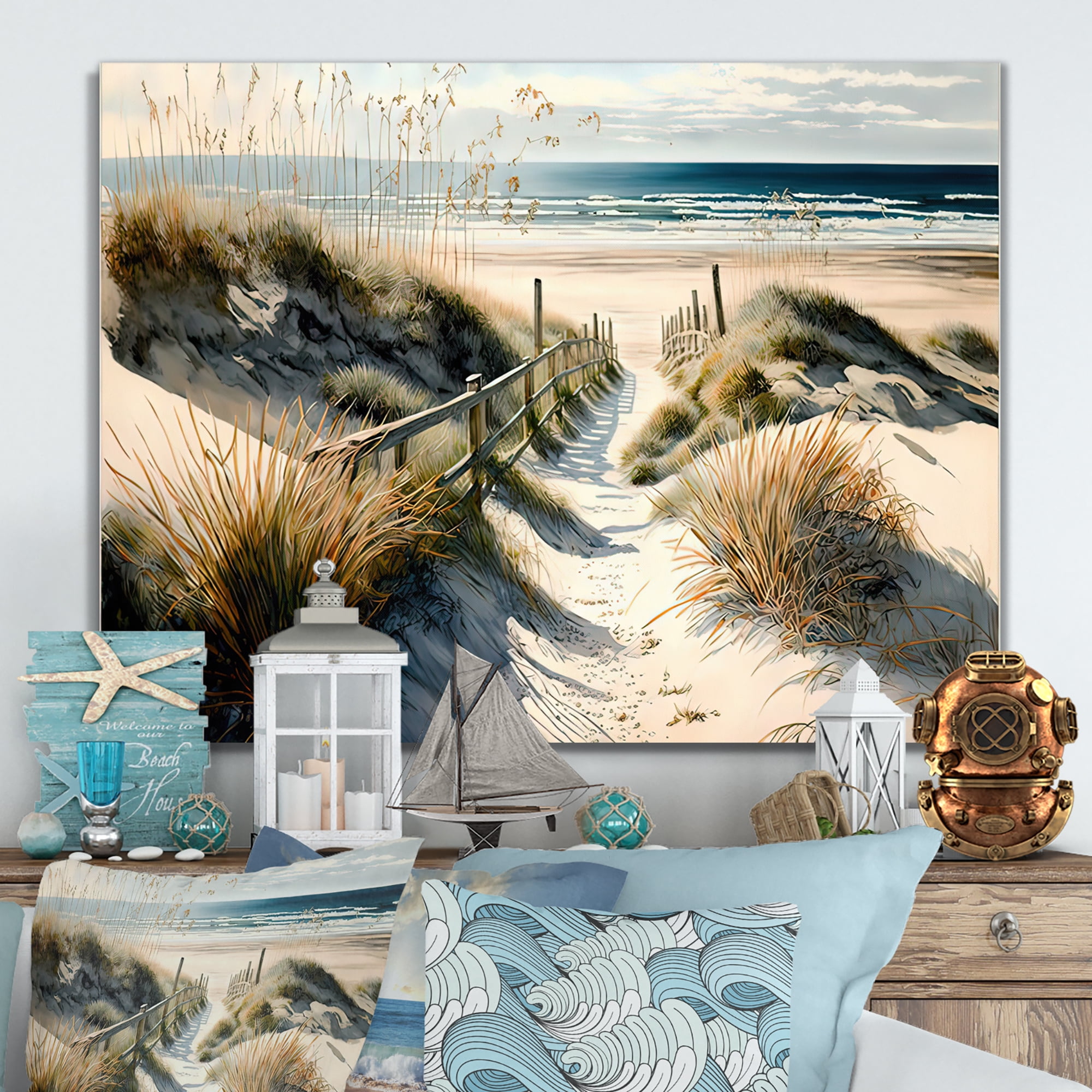 Designart Walkway To The Beach IV Canvas Wall Art