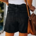 thumbnail image 4 of Women'S Casual Ripped Denim Shorts High Rise Distressed Rolled Hem Jeans Shorts Black XL, 4 of 7