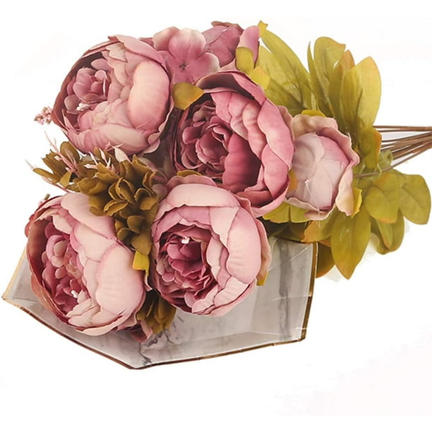 Peonías Artificiales Ramo De Flores De Seda De 5 Cabezas Flores Artificiales De Rosa Flores De Seda Decoración Floral De Hogar Regalo De Navidad 2025 - $15.49