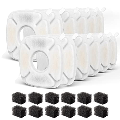 12-Pack Cat Fountain Filters & Pre-Filter Sponges Replacement,Compatible with Veken 95oz/2.8L Cat Dog Water Dispenser