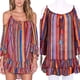 thumbnail image 1 of Verano Arco Iris Impreso Seaside Resort Playa Suelto Gasa Correa Vestido L Likrtyny Mujer, 1 of 6
