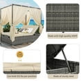thumbnail image 6 of Patio Chaise Lounge, PE Rattan Outdoor Patio Wicker Sunbed Daybed for 2-6 people, Adjustable Sun Bed with Four-sided Canopy, Overhead Curtain and Cushions for Backyard, Garden, Poolside, Beige, 6 of 10