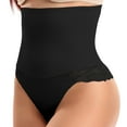 thumbnail image 3 of Defitshape Women's High Waist Thong Shapewear Shorts Slimming Panties Lace Sexy Body Shaper Boned Elastic Waist Shaper Black X-Small, 3 of 4