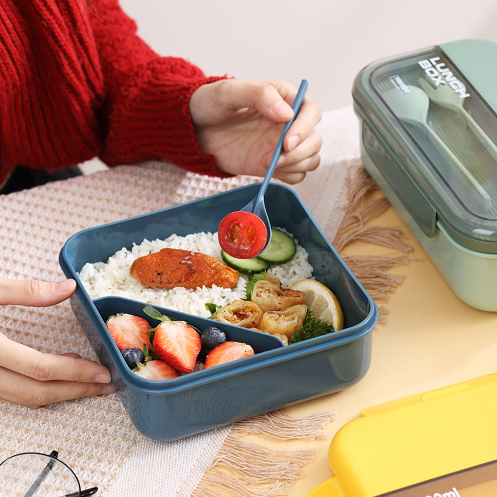Boîte Bento Enfant Étanche 800ml - Compartiments, Sans BPA, Fourchette Incluse, Lave-Vaisselle & Micro-ondes