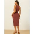 thumbnail image 3 of DARING DIVA Ribbed Knit Cut Out Waist Side Slit Tank Dress XS Brick Red, 3 of 6