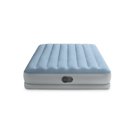 INTEX 64159E Dura-Beam Plus Mid-Rise Air Mattress: Fiber-Tech ? Queen Size ? Built-in USB Electric Pump ? 14in Bed Height ? 600lb Weight Capacity