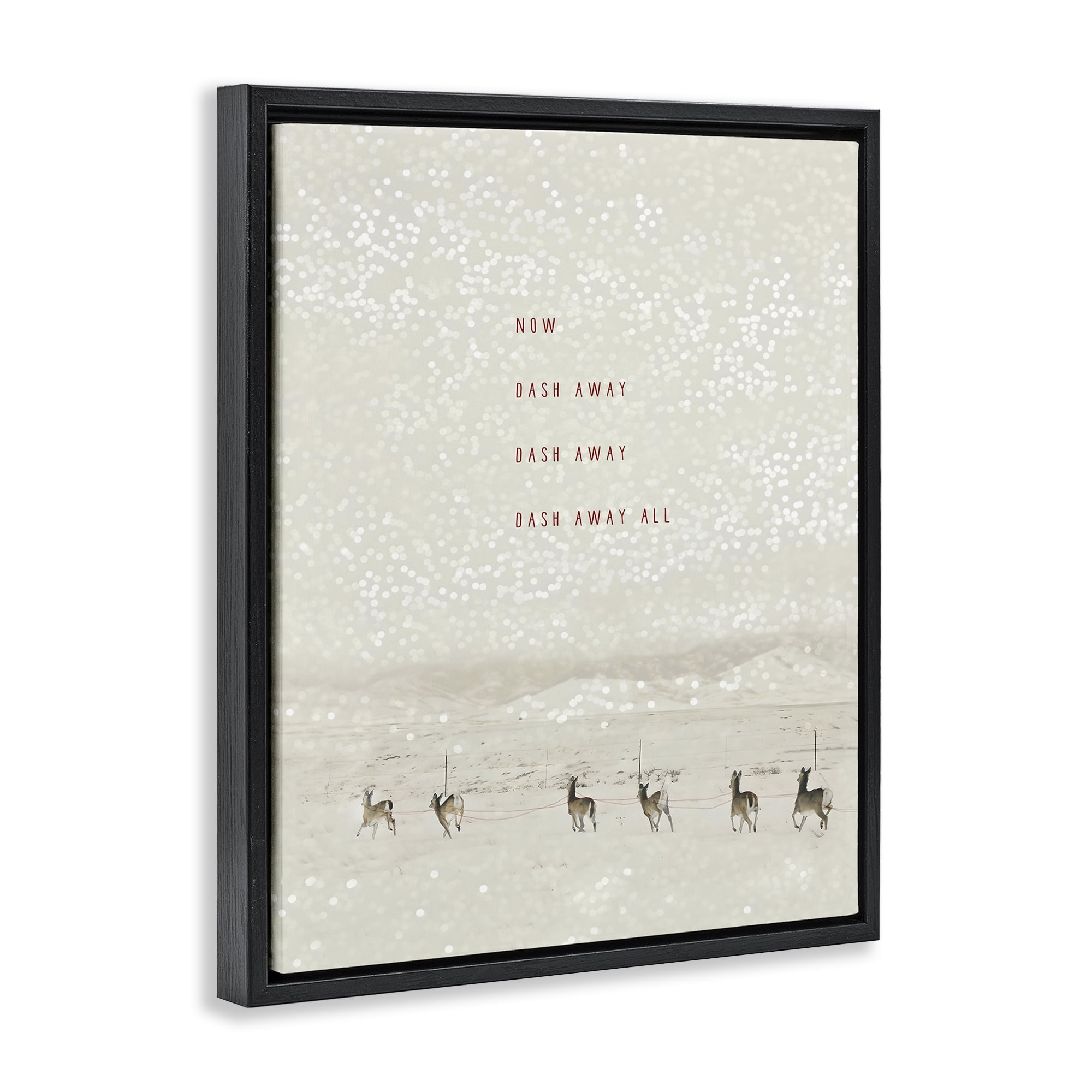 Stupell Industries Dash Away Winter Poem Landscape Painting Black Floater Framed Canvas Art Prints Wall Art, 25 x 31