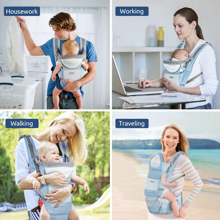 OTDLIGHT Ergonomic Baby Carrier with Hip Seat, 6-in-1
