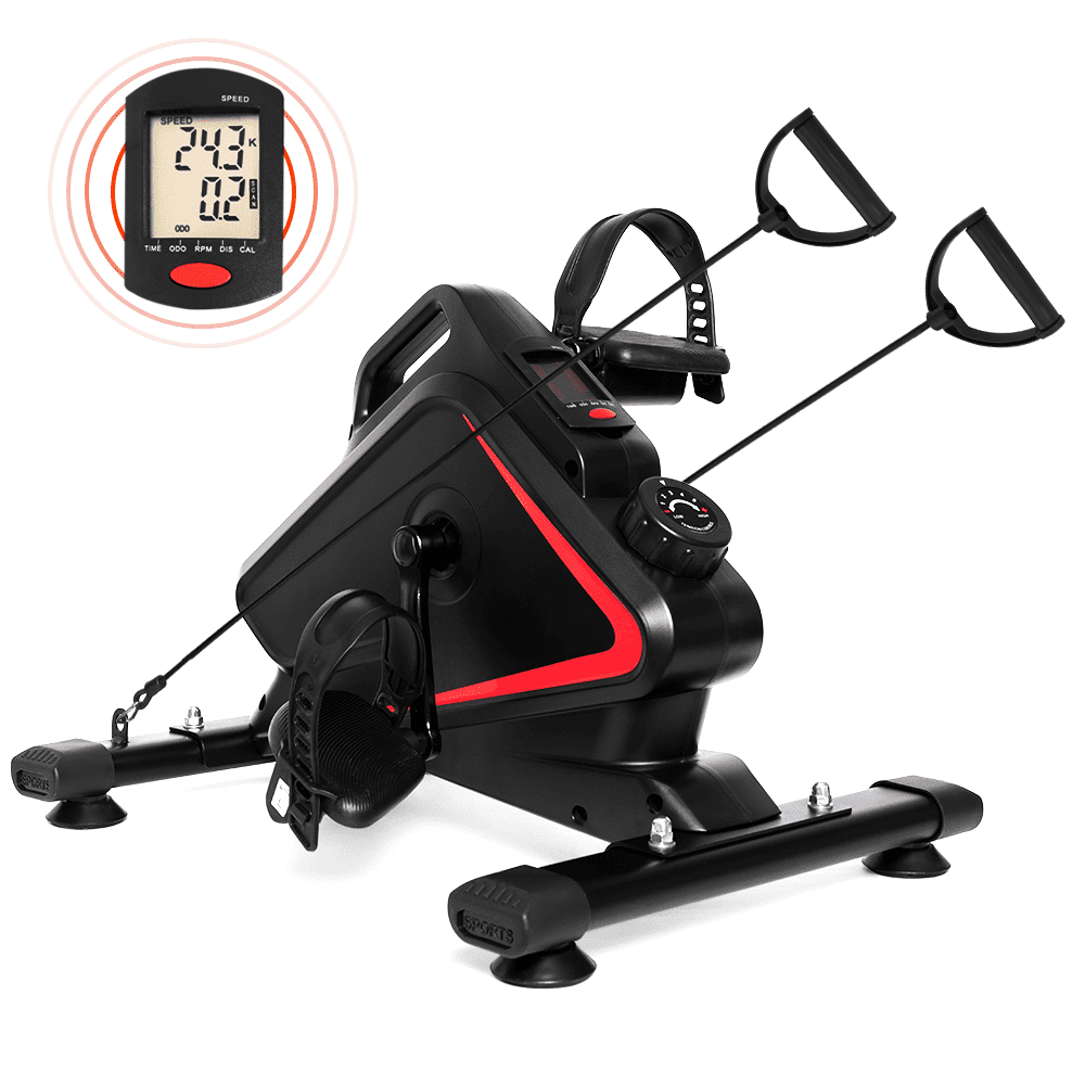 Mini Pedal Exerciser Resistance Adjustable Bike Portable Leg&Arm Workout Machine 