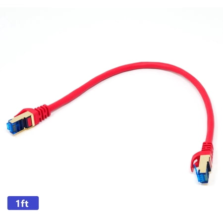 QualGear RJ45 Cat 7 Ethernet Patch Cable  10Gpbs High-Speed Cable  600MHz  Triple-Shielded  Round  1 Feet  Red price history on PriceWatchPro