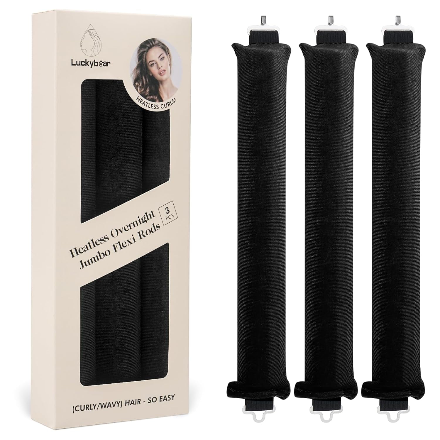 Satin Flexi Rods for Heatless Overnight Jumbo Curls, No-Heat  display picture 2