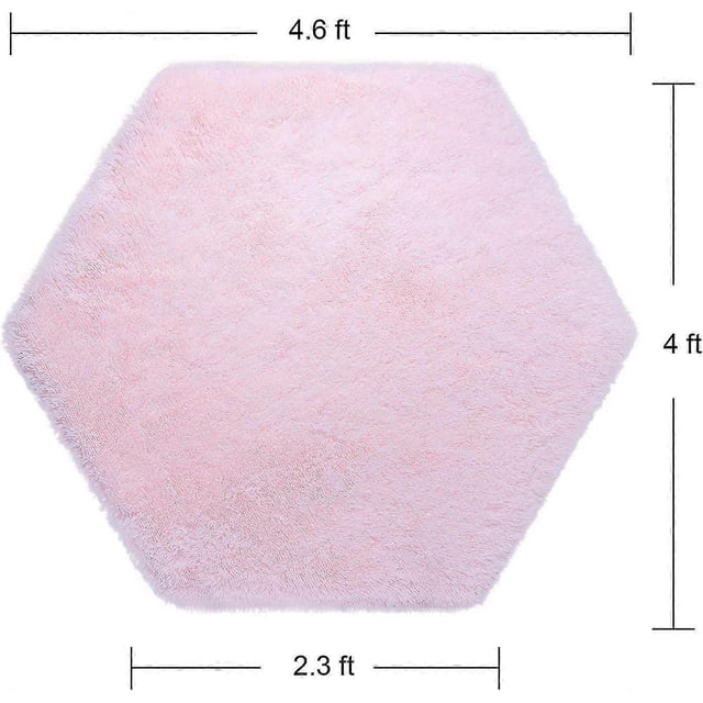 Alfombra hexagonal para dormitorio, para casa de juegos, tienda de princesas, castillo infantil, diámetro de 1,4 m, color rosa
