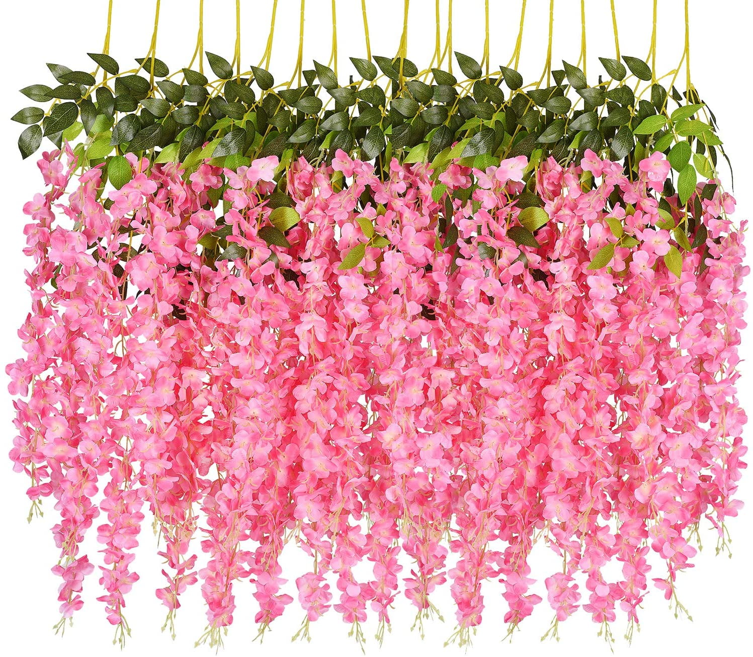 Pink Silk Artificial Wisteria Garland for Outdoor Decor, 3.75 Feet