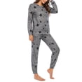 thumbnail image 3 of Fesfesfes Women's Elegant Homewear Five-Pointed Star Printed Casual Long Sleeve Round-Neck Blouses Pants Sets Soft Comfy Pajama Set(Dark Gray#3,M), 3 of 4