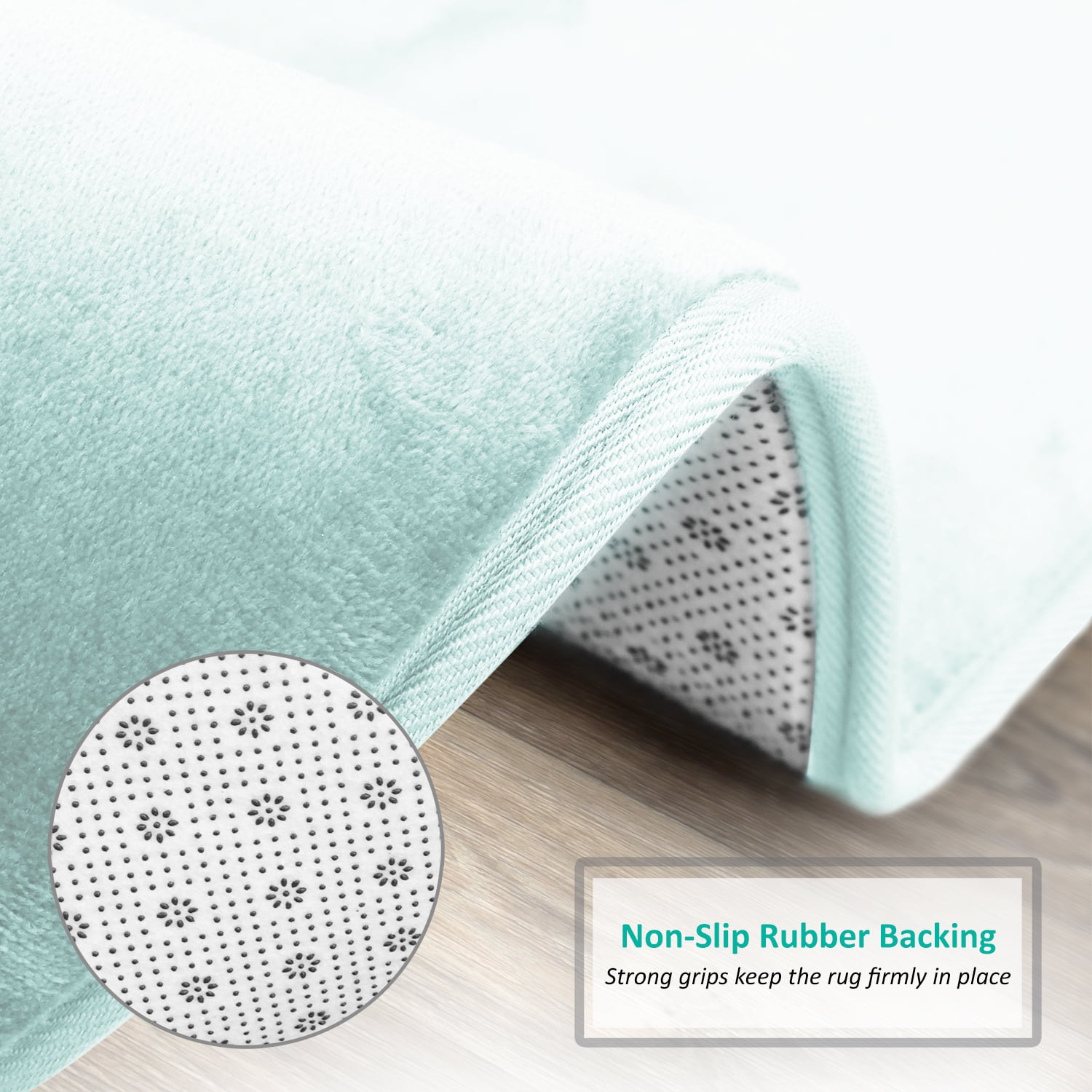 Nestl Set of 2 Absorbent Memory Foam Bath Mat Set Bathroom Rugs, Aqua, Large Size 20"x32" Small Size 17”x24”