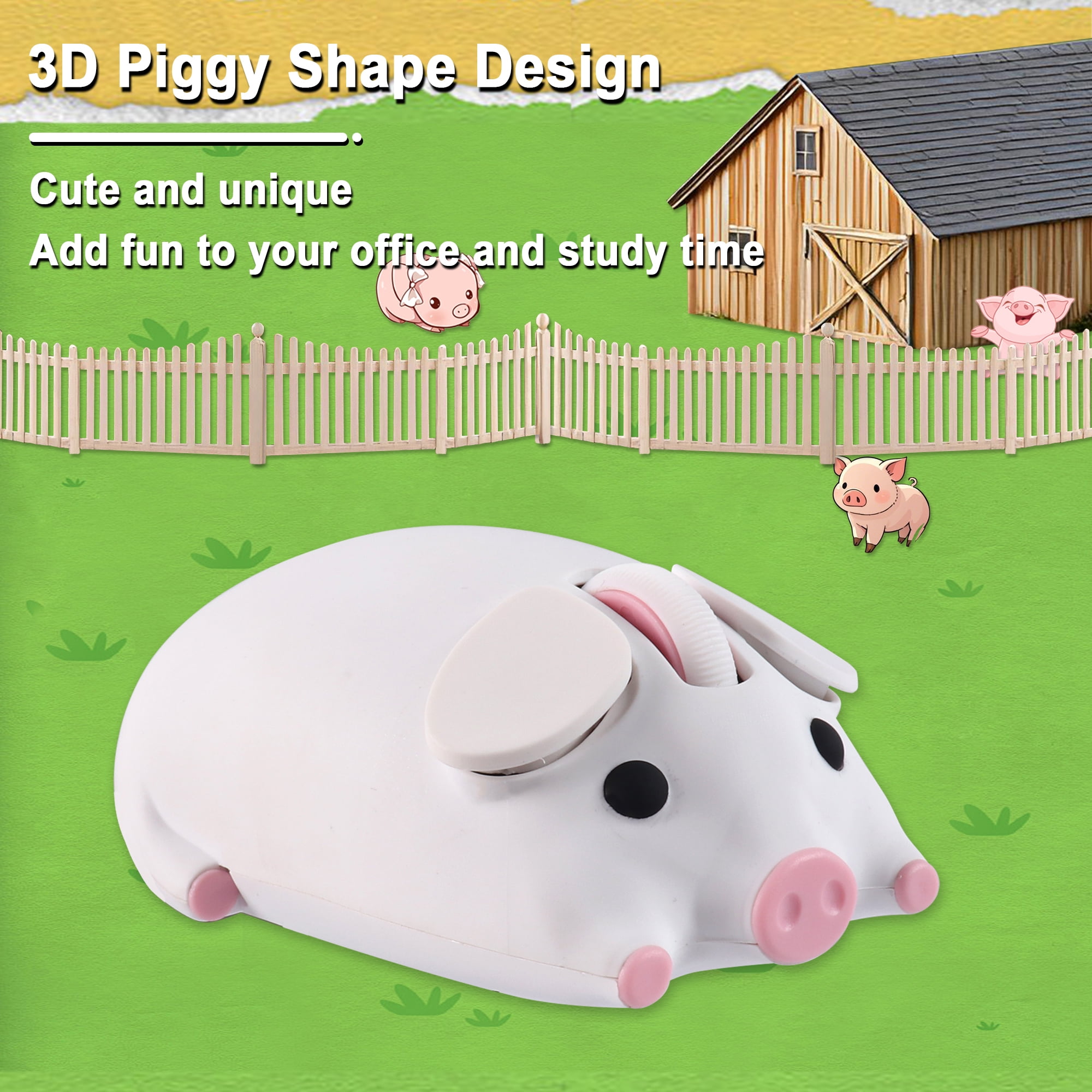 Dpisuuk Wireless Bluetooth Mouse Cute Animal Pig Shape 2.4G & Bluetooth Dual Mode Computer Mice with USB Receiver Portable Compact Optical Cordless Mouse for Laptop PC Notebook Kids Gift, White