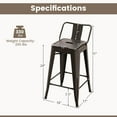 thumbnail image 3 of Costway Set of 4 Low Metal Counter Stool 24" Seat Height Bar Stools Removable Backrest, 3 of 10