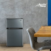 Arctic King 3.2 Cu Ft Two Door Compact Refrigerator with Freezer, Black Stainless Steel Look
