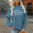 thumbnail image 4 of Easily Distracted By Books Sweatshirts for Women Long Sleeve Crewneck Book Lovers Reading Sweatshirt Pullover Tops, 4 of 5