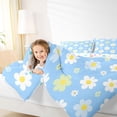 thumbnail image 4 of Feelyou Blue Flower Floral Full Size Comforter Sets for Women, Kawaii Groovy Print Bedding Comforter Set, Dreamy Princess Style Reversible Bedding Sets, Ultra Soft Bedroom Decor, 3 Pieces, 4 of 8