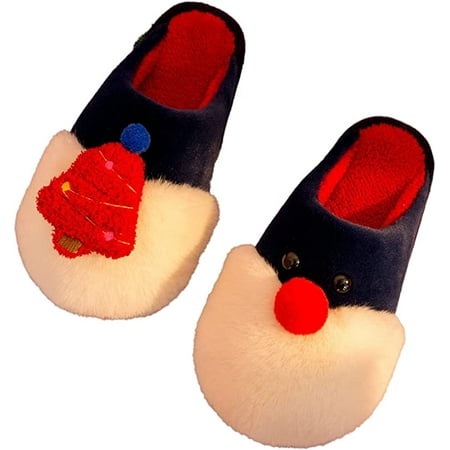 

CoCopeaunt Women Men Cozy Cute Christmas Santa Tree Deer Print Fluffy Fur Soft House Slippers Chic Fleece Lining Indoor Shoes Winter