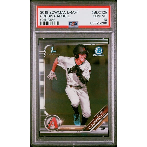 Graded 2019 Topps Bowman Draft Corbin Carroll #BDC125 Chrome Rookie RC Baseball Card PSA 10 Gem Mint
