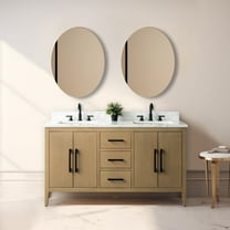 Vanity Art 60” Double Sink Bathroom Vanity Cabinet with Engineered Marble Countertop