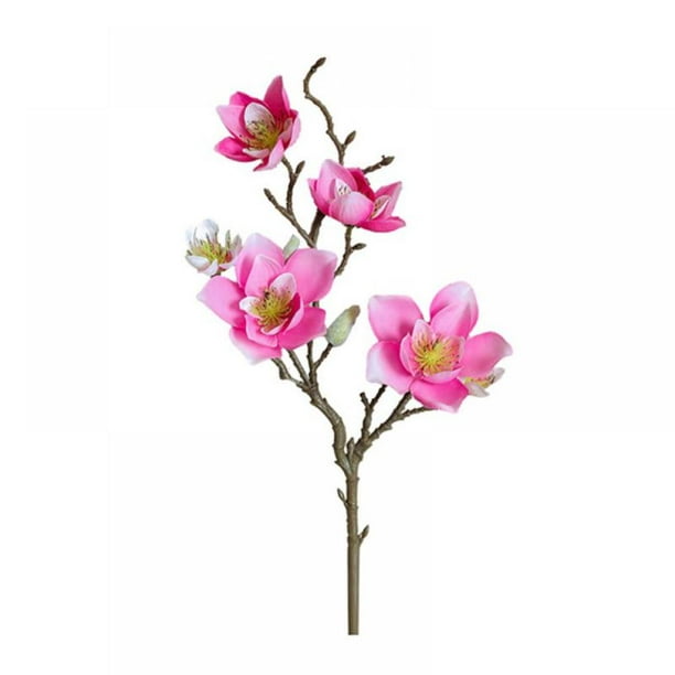 Silk Magnolia Flowers with Buds Branch Artificial Magnolia Blooms