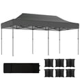 thumbnail image 2 of Outsunny 10 x 20 ft Pop Up Canopy Tent, Heavy Duty UPF50+ Outdoor Portable Instant Canopy Shelter with Wheeled Carry Bag, Sandbags, Dark Gray, 2 of 9