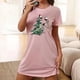 thumbnail image 4 of Camisón corto de talla grande para mujer, camisón de manga corta con estampado de pecho a la moda, camisón para mujer, 4 of 5