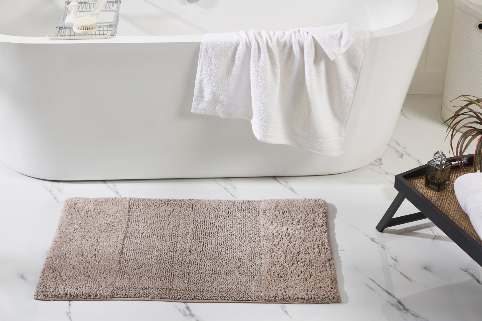 Better Trends 4 Piece Bathroom Rug Set, 100% Cotton, Extra Soft Tufted Bath Mat, Water Absorbent & Non Slip Bath Rug, (Beige) Granada Collection