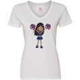 thumbnail image 3 of Inktastic African American Girl, Cheerleaders, Blue Uniform Women's V-Neck T-Shirt, 3 of 5