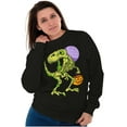 thumbnail image 4 of Spooky Halloween Dinosaur Skeleton Unisex Plus Fleece Graphic Sweatshirt Brisco Brands 5X, 4 of 6
