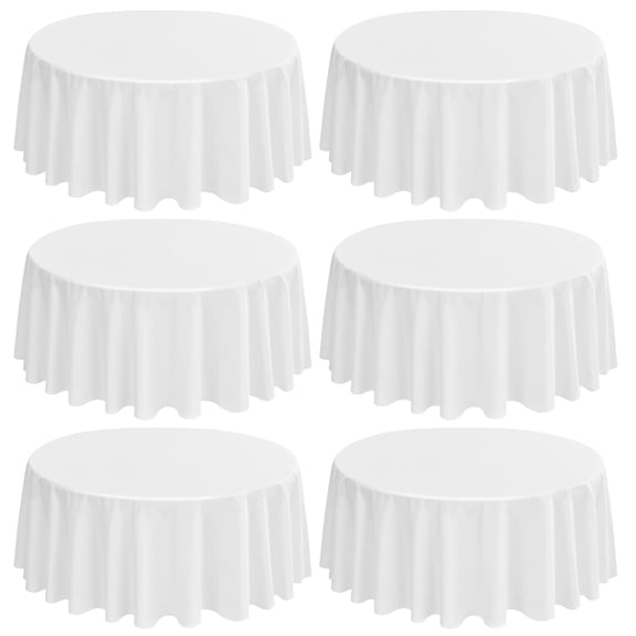 "6 Pack Round Tablecloths - 108 Inch, White Polyester Table Cover for Round Table, Stain and Wrinkle Resistant Washable Fabric Table Cloth, Polyester Tablecloth for Wedding Banquet Parties"